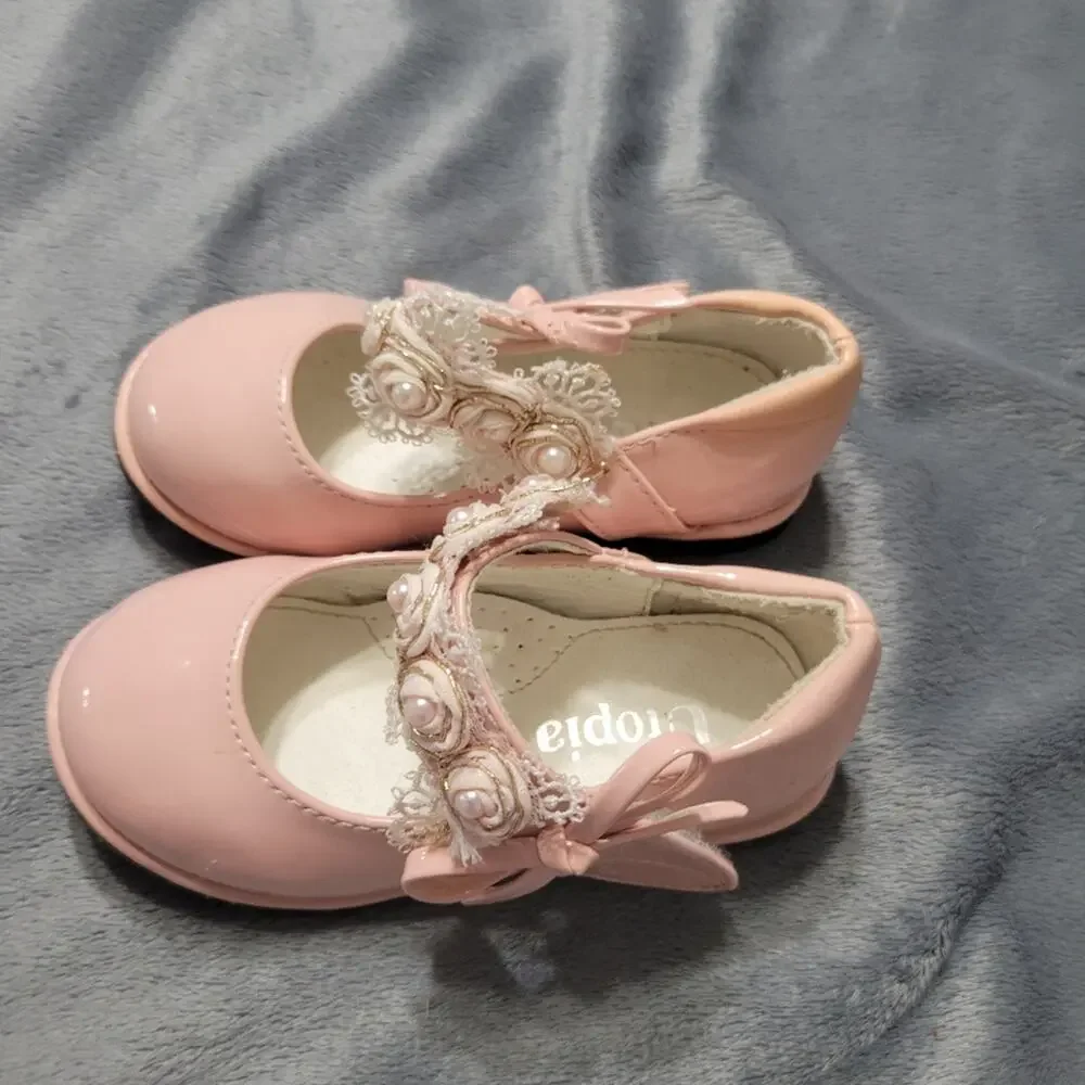 Utopia Shoes Little Girl 7 Pink Floral Strap Dress Up Flowers Loose Needs Repair